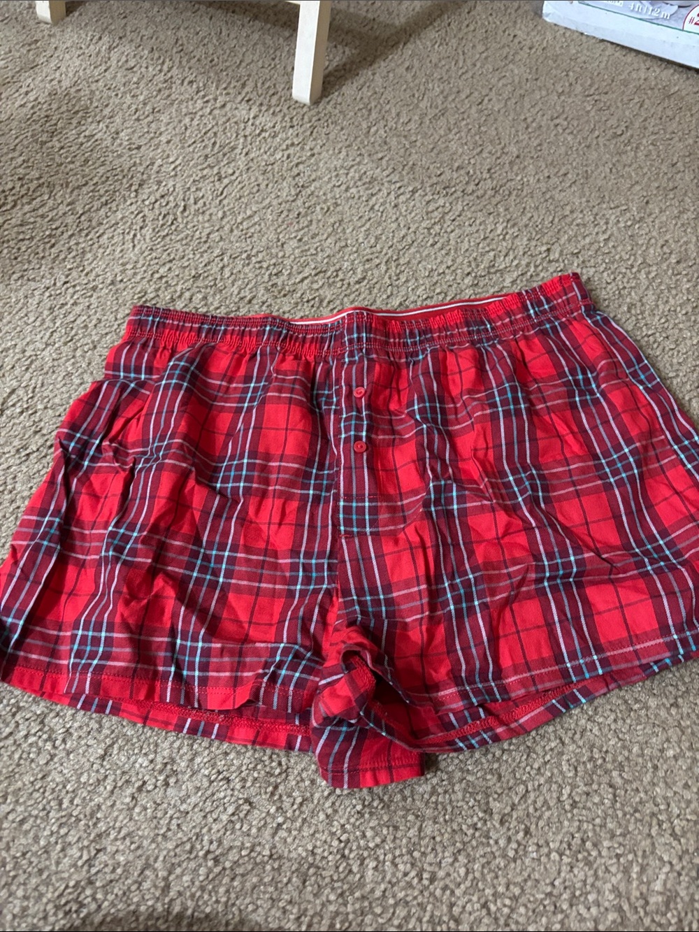 PINK Victoria's Secret Red Plaid Lounge Shorts